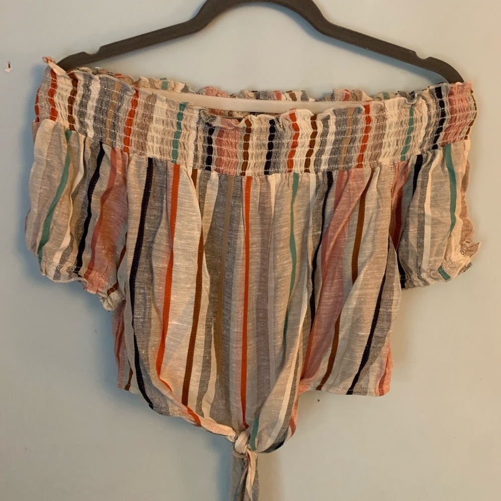PacSun off the shoulder striped crop top